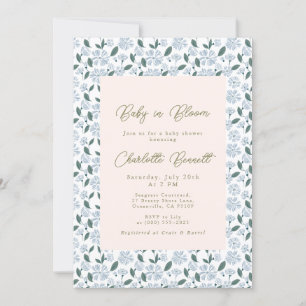 Invitation Bébé En Fleur Sage & Dusty Blue Floral Baby shower