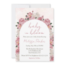 Bébé en fleur Script Baby shower floral rose