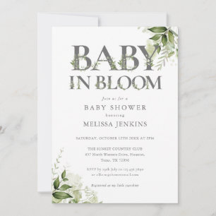Invitation Bébé En Fleur Verdure Baby shower Floral