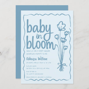 Invitation Bébé en fleur Whimsical main tiré Baby shower garç