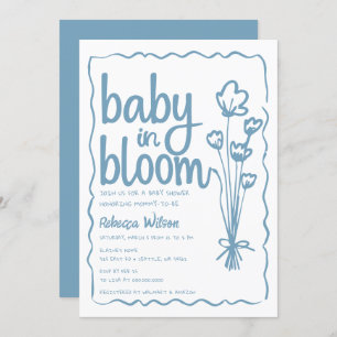 Invitation Bébé en fleur Whimsical main tiré Baby shower garç