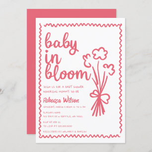 Invitation Bébé en fleur Whimsical MainDrawn Girl Baby shower
