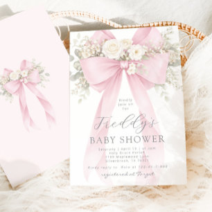 Invitation Bébé en fleurs à l'arc floral rose Baby Shower