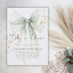 Invitation Bébé en fleurs, arc-en-ciel vert pastel, Baby Show