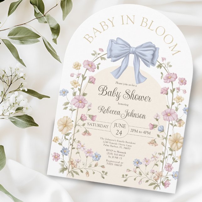 Invitation Bébé en fleurs Baby Shower aux fleurs sauvages pas (Créateur téléchargé)