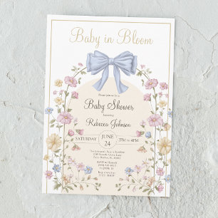 Invitation Bébé en fleurs Baby Shower aux fleurs sauvages pas