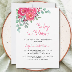 Invitation Bébé en fleurs Baby shower de fille