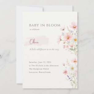 Invitation Bébé en fleurs Baby shower fantaisiste aux fleurs