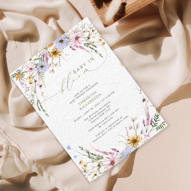 Invitation Bébé en fleurs Baby shower Fleur sauvage (Créateur téléchargé)