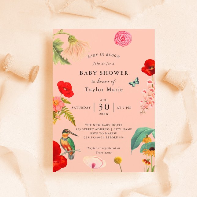 Invitation Bébé en fleurs | Baby shower Fleur sauvage de prin (Créateur téléchargé)