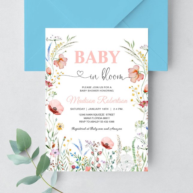 Invitation Bébé en fleurs Baby Shower Fleurs de printemps (Créateur téléchargé)