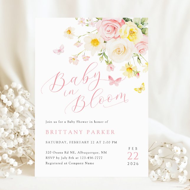Invitation Bébé en fleurs Baby shower floral (Créateur téléchargé)