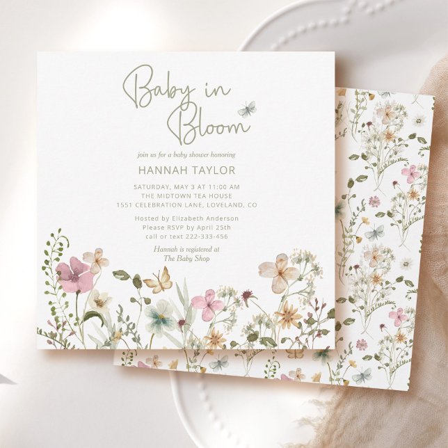 Invitation Bébé en fleurs Baby shower floral (Créateur téléchargé)