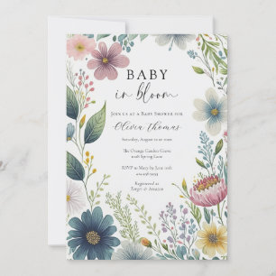 Invitation Bébé en fleurs Baby shower floral