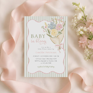 Invitation Bébé en fleurs Baby Shower Floral Pastel