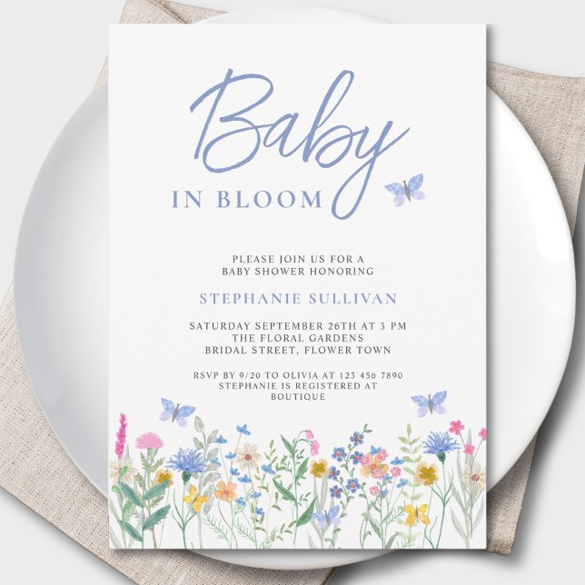 Invitation Bébé en fleurs Baby Shower pour garçon  (Créateur téléchargé)