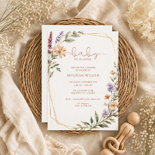 Invitation Bébé en fleurs Baby Shower Wildflower