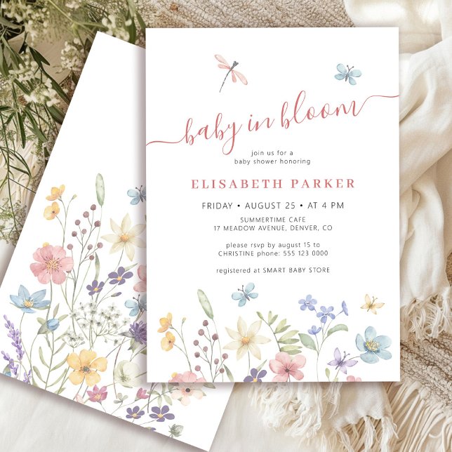 Invitation Bébé en fleurs bébé fille sauvageonne showering (Créateur téléchargé)