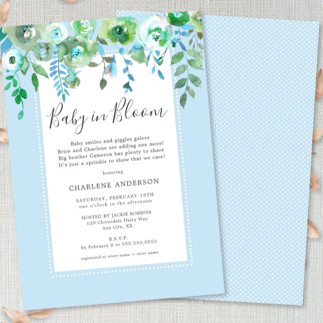 Invitation Bébé en fleurs Bébé saupoudrer (Créateur téléchargé)