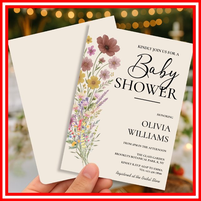 Invitation Bébé en fleurs | Bohème orange brûlé fleur sauvage (Créateur téléchargé)