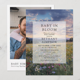 Invitation Bébé en fleurs Code QR de photo de douche pour béb