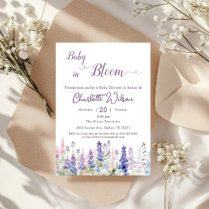 Invitation Bébé en fleurs colorées de lupin Baby Shower
