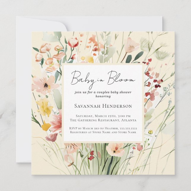 Invitation Bébé en fleurs Couples Baby shower Fleur sauvage (Devant)