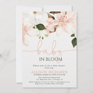 Invitation Bébé en fleurs de lys floraux pour la baby shower 