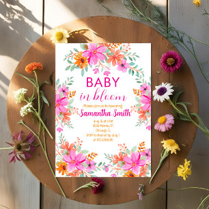 Invitation Bébé en fleurs douche florale lumineuse d'été 