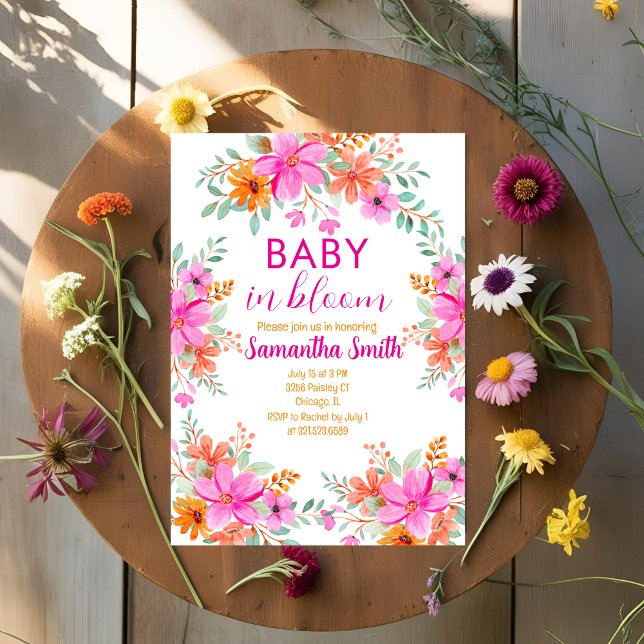 Invitation Bébé en fleurs douche florale lumineuse d'été  (Créateur téléchargé)