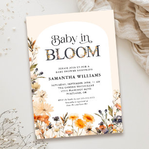 Invitation Bébé en fleurs Élégante aquarelle Fleurs sauvages 
