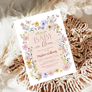 Invitation Bébé en fleurs Fête de bébé papillon fleur sauvage