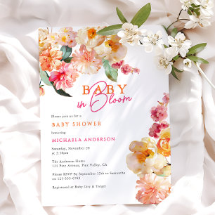 Invitation Bébé en fleurs Fête prénatale aquarelle florale