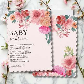 Invitation Bébé en fleurs Fille Baby Shower printemps floral