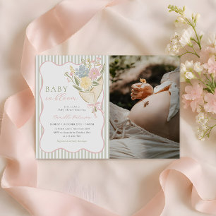 Invitation Bébé en fleurs Fille Fleurie Baptême Photo