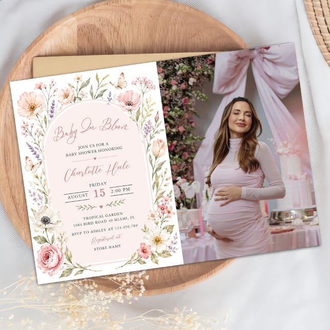 Invitation Bébé en fleurs Fleur bébé Shower Photo (Créateur téléchargé)