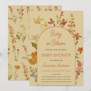 Invitation Bébé en fleurs Fleurs sauvages douche vintage flor