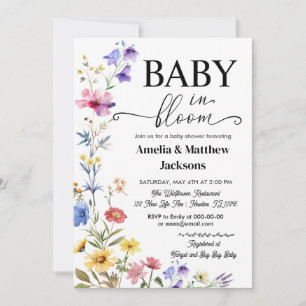 Invitation Bébé en fleurs florales sauvages genre neutre
