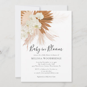 Invitation Bébé en fleurs Herbe de Pampas Pluie d'automne