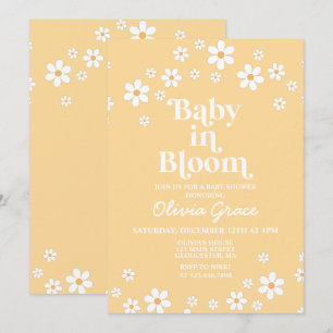 Invitation Bébé en fleurs Jaune Daisy Fleurie Baby Shower