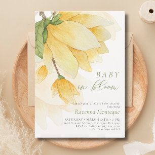Invitation Bébé en fleurs Jaune Magnolia propre Shower de béb