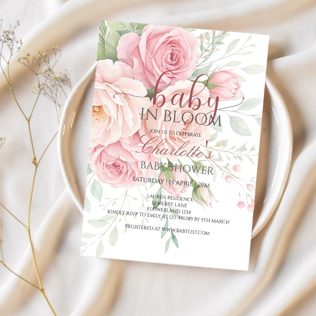 Invitation Bébé en fleurs | modèle d'invitation à une baby sh (Créateur téléchargé)