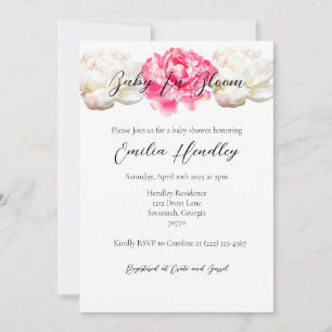 Invitation Bébé en fleurs - Pivoine Classique