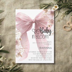 Invitation Bébé en fleurs : Pivoines à noeud Prépa Baby Showe