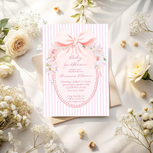 Invitation Bébé en fleurs rétro prépa noeud papillon baby sho