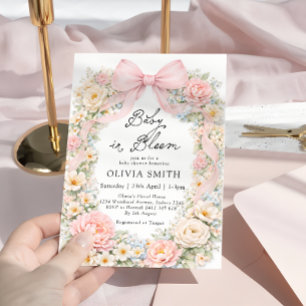 Invitation Bébé en fleurs rose fuchsia Baby Shower