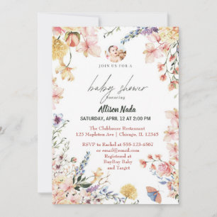 Invitation Bébé en fleurs sauvages florales