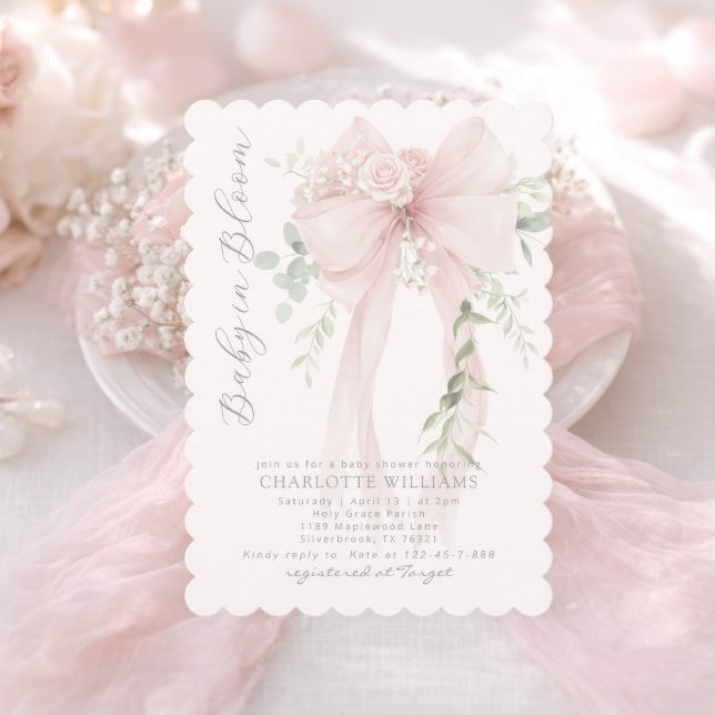 Invitation Bébé en fleurs verdure élégant Baby shower (Créateur téléchargé)