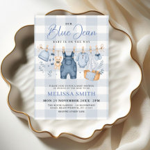 Bébé en Jean Bleu à Carreaux Baby Shower