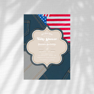 Invitation Bébé en Jean Bleu Américaine Baby Shower